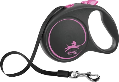 Flexi tilbagetrækkelig linje sort design tape pink