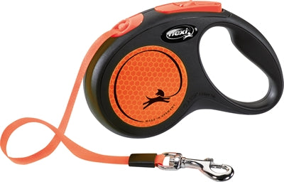 Flexi tilbagetrækkelig linje ny klassisk neon tape sort orange