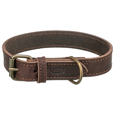 Trixie dog collar rustic fat leather dark brown