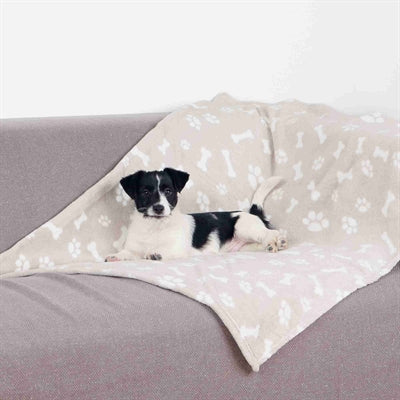 Trixie hundetæppe kenny fleece benpoter beige