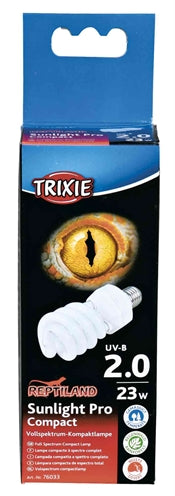 Trixie UVB lampe - kompakt 23 watt - 6x6x15,2 cm, UVB UVA belysning til krybdyr og padder