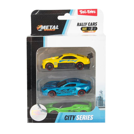 Toi-legetøj toi legetøj metal rally racerbil klassisk sæt med 3 dele city-serien