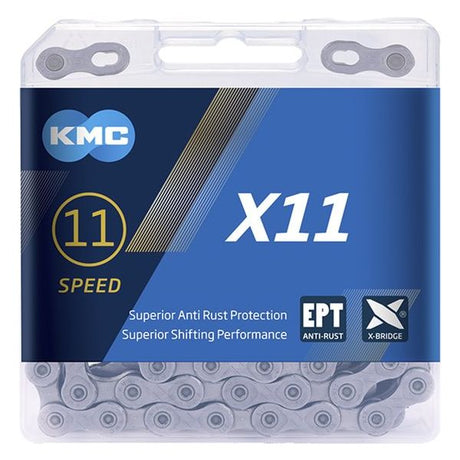 KMC X11 EPT Bicycle Chain - 118 Links - Grå
