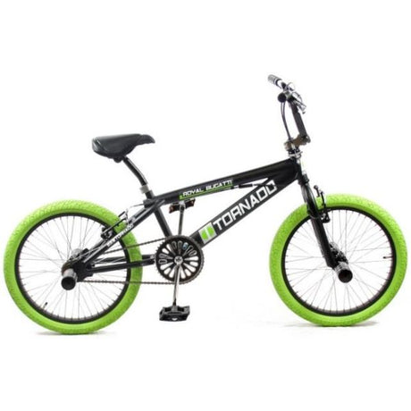 Royal BMX cykel - Bugatti tornado freestyle 20 tommer - mat sort med grønne dæk