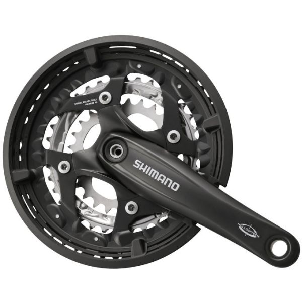 Shimano kranksæt 3 x 10 speed trekking FC-T521 med 175 mm krankarm 48-36-26t octalink - sort