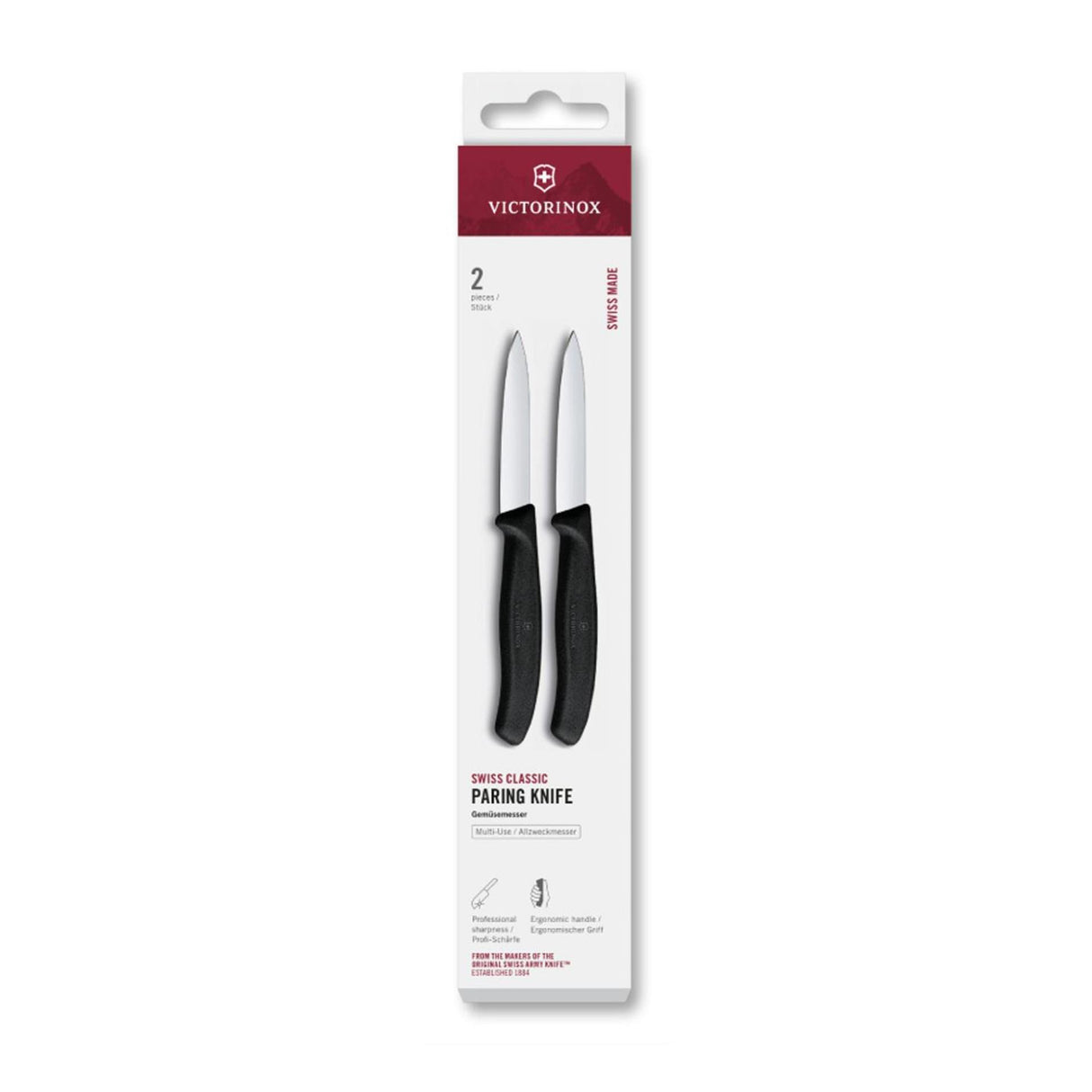 Victorinox skrællekniv 2 stk sort glat spids 8cm
