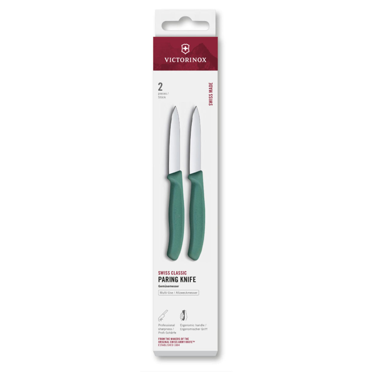 Victorinox skrællekniv 2 stk grøn glat spids 8cm
