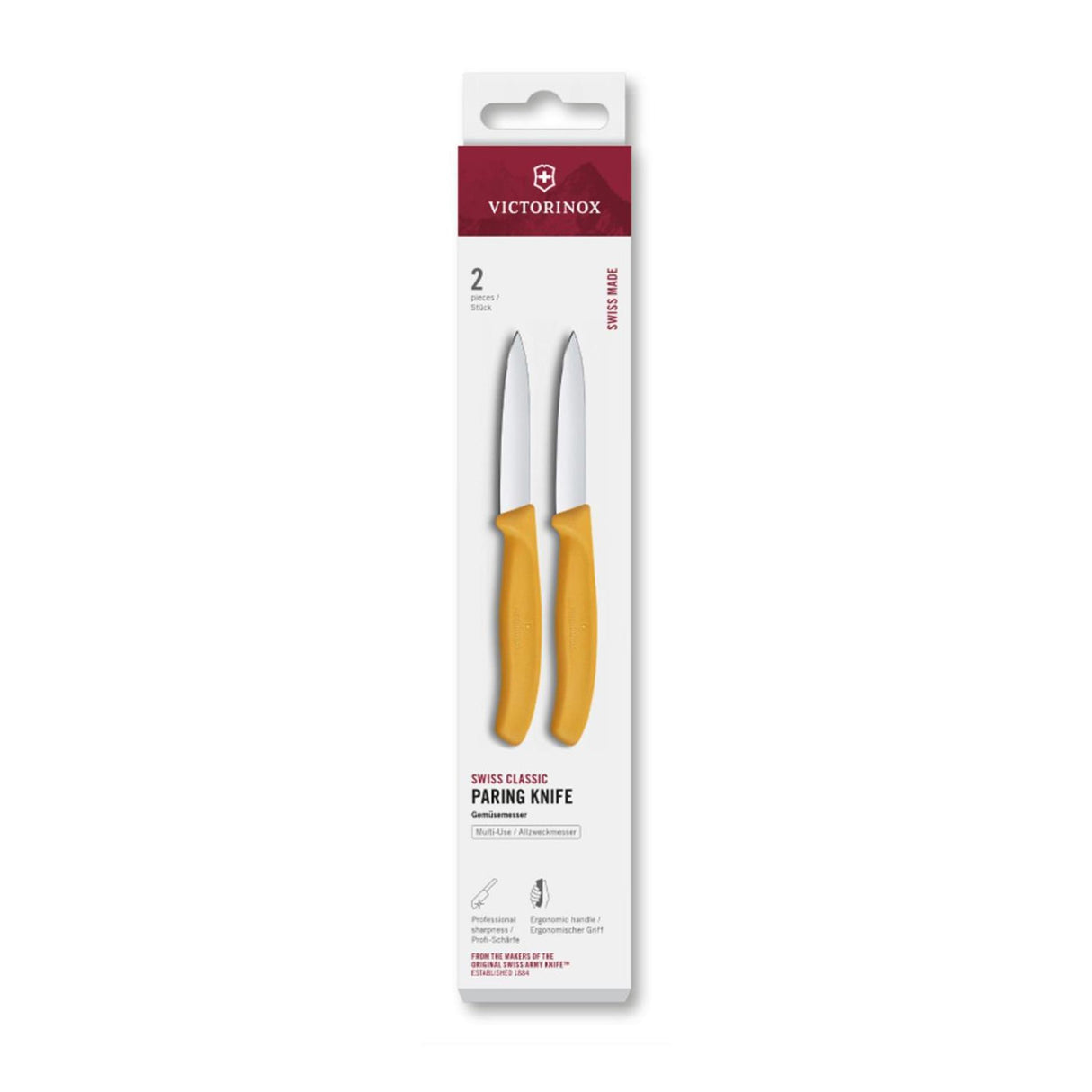Victorinox skrællekniv 2 stk gul glat spids 8cm