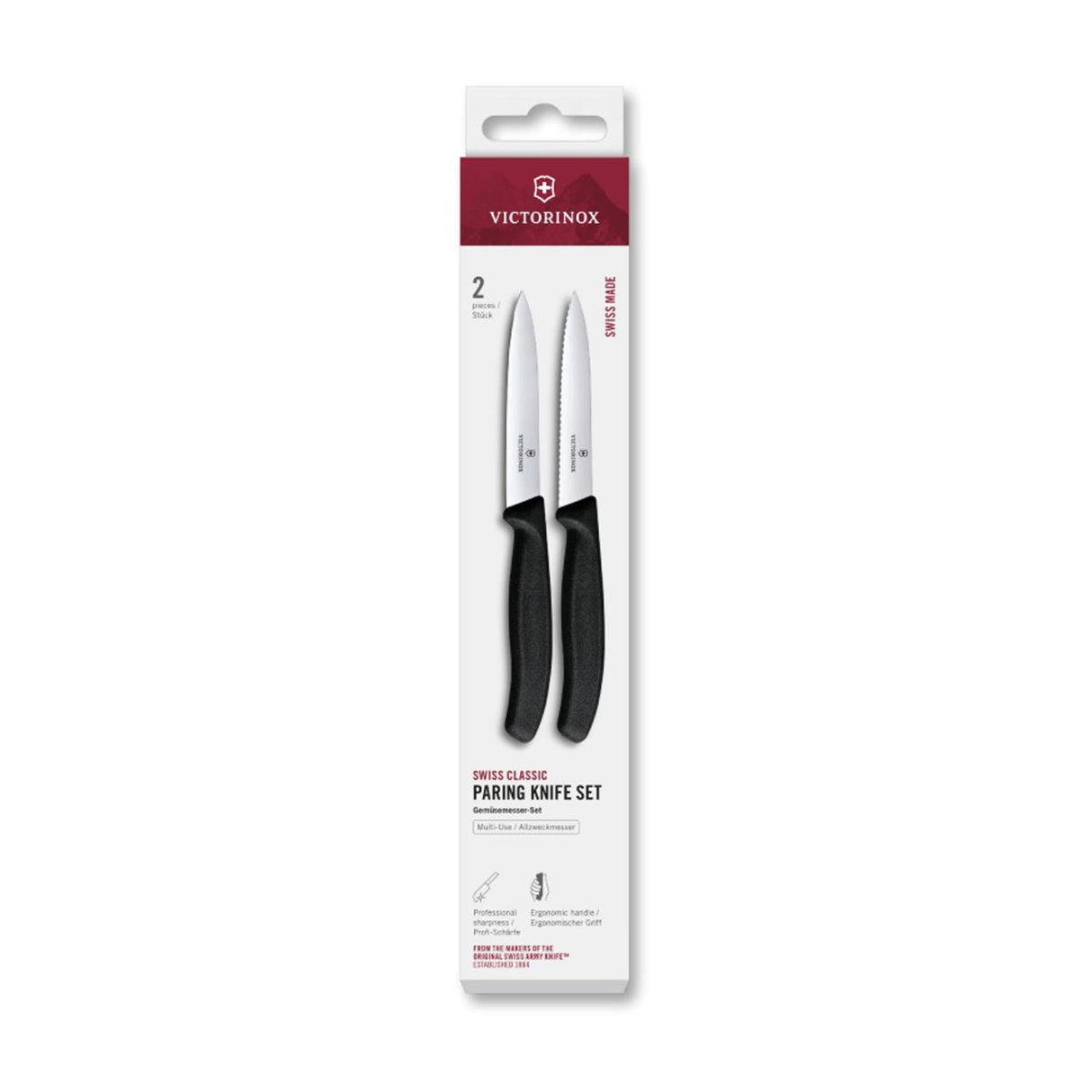 Victorinox skrællekniv glat + takket sort 10cm