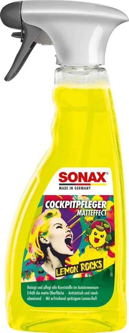 Sonax plast vedligeholdelsesprodukt cockpitbetræk mat effekt cockpitpleje 500 ml citronsten
