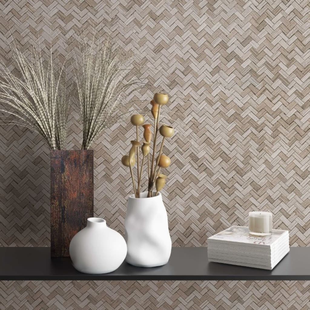 North Wall Wallpaper Botanica Rattan Wickerwork Brown og Beige