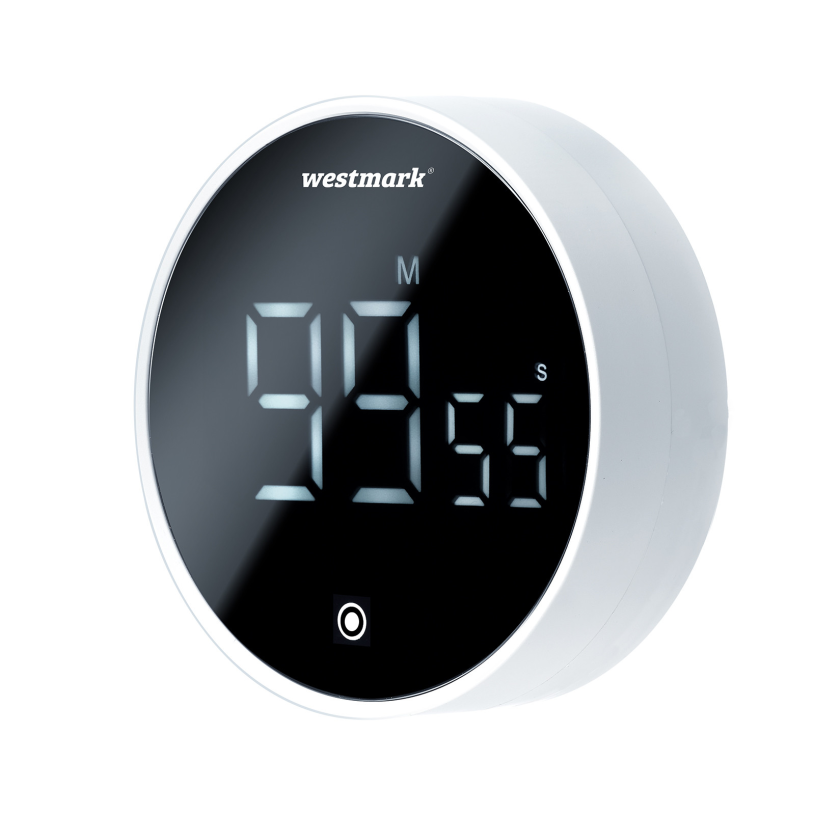 Westmark rund køkkenur - digital timer med magnet, justerbar op til 99 minutter og 55 sekunder, ideel som køkkenur eller til sport - lydløs og hørbar alarm, 10992260