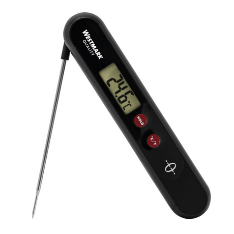 Westmark lækagetermometer, uden batterier, med temperaturlåseknap, rustfrit stål plast, øko, sølv sort rød, 12962260