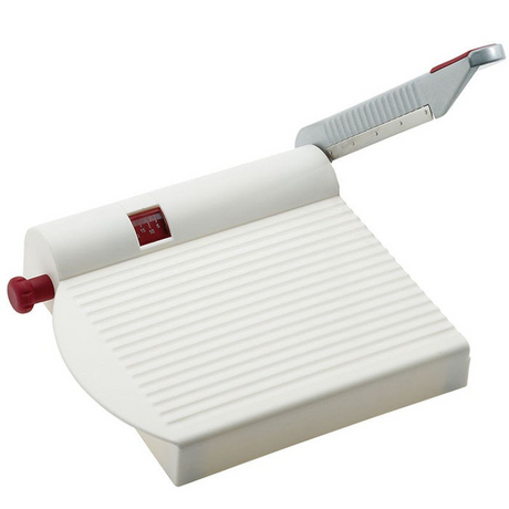 Westmark osteskærer med skarp kniv, variabel skæretykkelse, rustfrit stål aluminium plast, fromarex, hvid rød sølv, 70002260