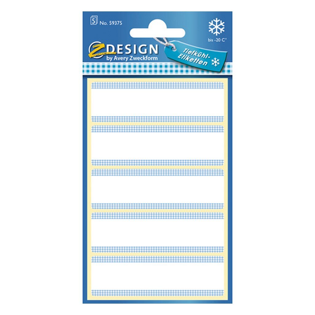 Avery av-59375 z-design fryseetiketter 76x22 mm 25 stk hvid blå