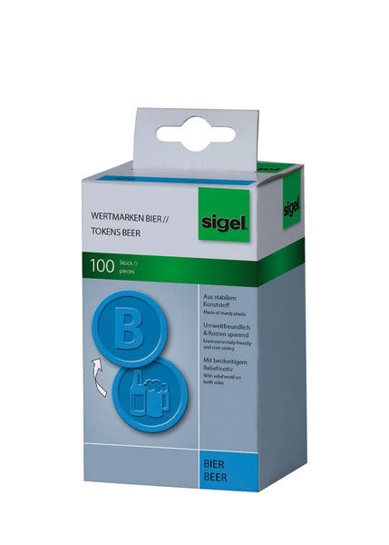Sigel si-wm005 værdimønter plastik 100 stk 25mm øl blå