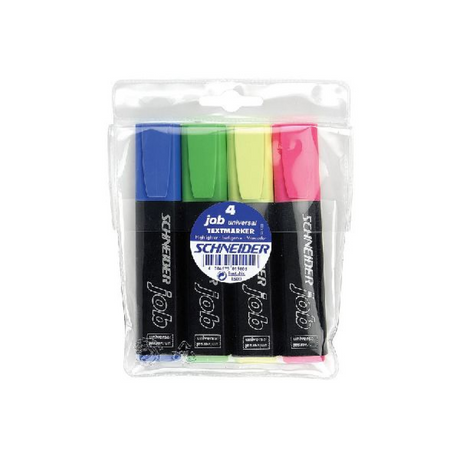 Schneider brevpapir schneider highlighter - tekstmarkør - job - assorteret 4 stykker - mejselspids - s-1500