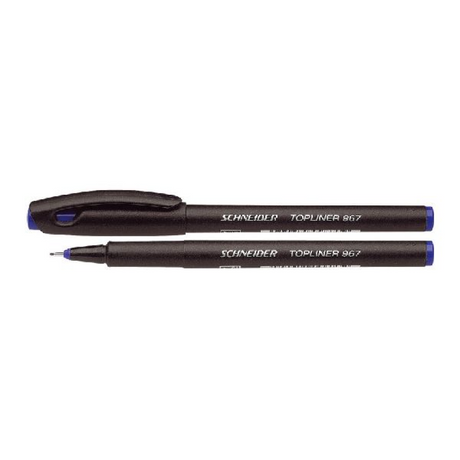 Schneider skriveredskaber schneider fineliner - topliner 967 - stregbredde 0,4 mm - blå - æske med 10 stk - s-9673