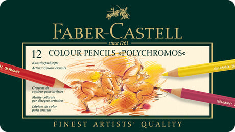 Faber Castell FC-110012 farveblyant polychromos 3,8 mm kernetykkelse æske med 12 stykker
