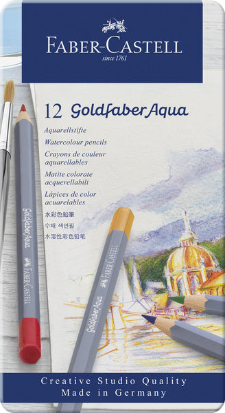 Faber-castell farveblyant akvarel - guldfaber - dåse 12 stykker - fc-114612