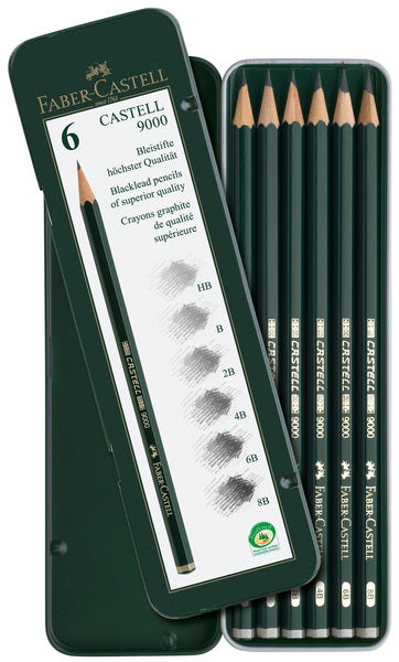 Faber castell fc-119063 blyant 9000 blik boks med 6 stk.