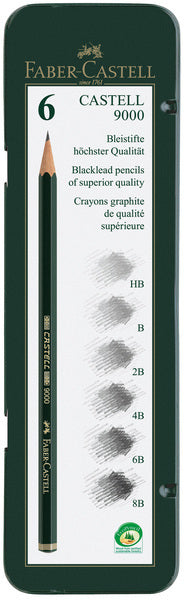 Faber castell fc-119063 blyant 9000 blik boks med 6 stk.