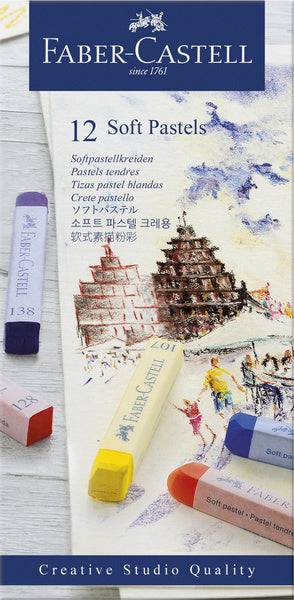 Faber-castell pastel kridt - kreativt studie - blød pastel - 12 stykker - assorterede farver - fc-128312