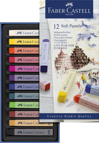 Faber-castell pastel kridt - kreativt studie - blød pastel - 12 stykker - assorterede farver - fc-128312