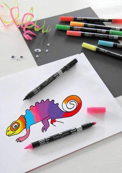Faber castell fc-151109 tuschpenne duo neon farver i etui 10 stk.