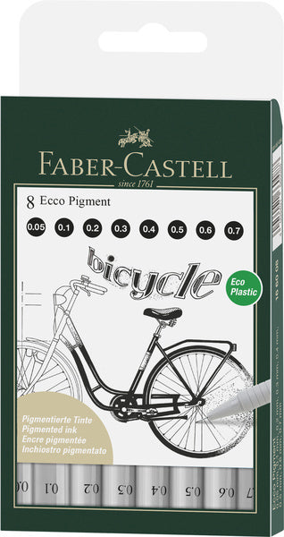 Faber-castell fineliners - ecco pigment - etui 8 styk - sort - fc-166008
