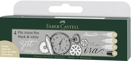 Faber-castell fineliner - tegnepen - pitt artist pen - sort og hvid - 4 stk - fc-167151