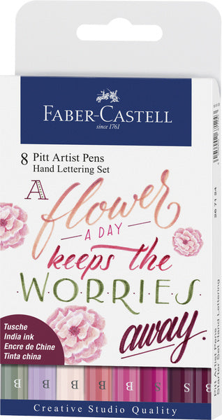 Faber-castell tegnetusch - pitt artist pen - håndskriftsæt - en blomst - 8 dele - fc-267124