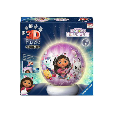 Ravensburger – Gabby's Dollhouse – 3D Puzzle Ball Night Light – 73 stykker