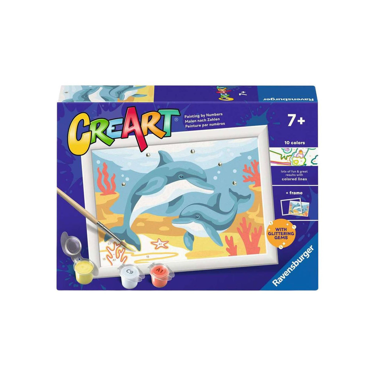 Ravensburger – creart: springende delfin – mal efter tal
