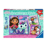 Ravensburger puslespil gabby's dukkehus - puslespil - 3x49 brikker