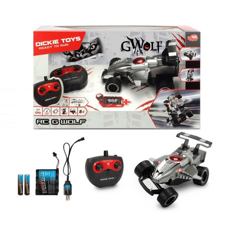 Dickie toys rc g-wolf racerbil + lys sølv sort