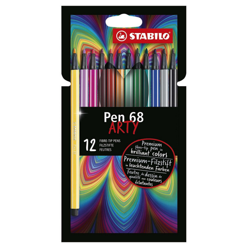 Stabilo pen 68 - tusch - arty - sæt med 12 sæt