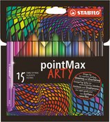 Stabilo pointmax - hardtip fineliner 0,8 mm - arty etui med 15 farver