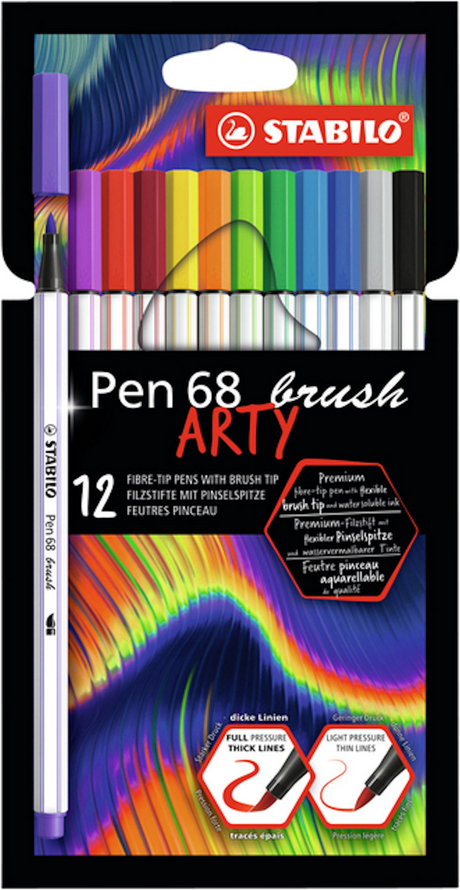 Stabilo pen 68 pensel - tusch - arty - sæt med 12 stk