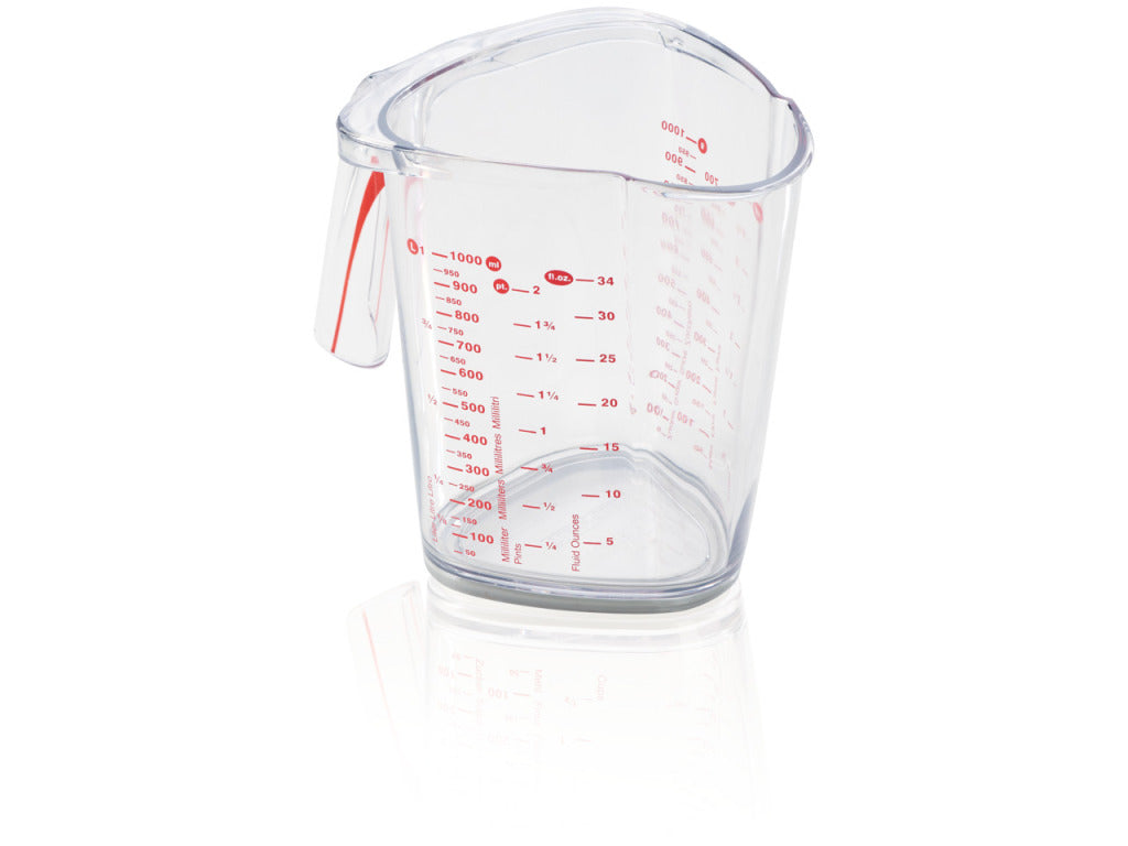 Leifheit comfortline målebæger - 1 liter - inkl. skridsikker base - inkl. hældetud - tåler opvaskemaskine - gennemsigtig