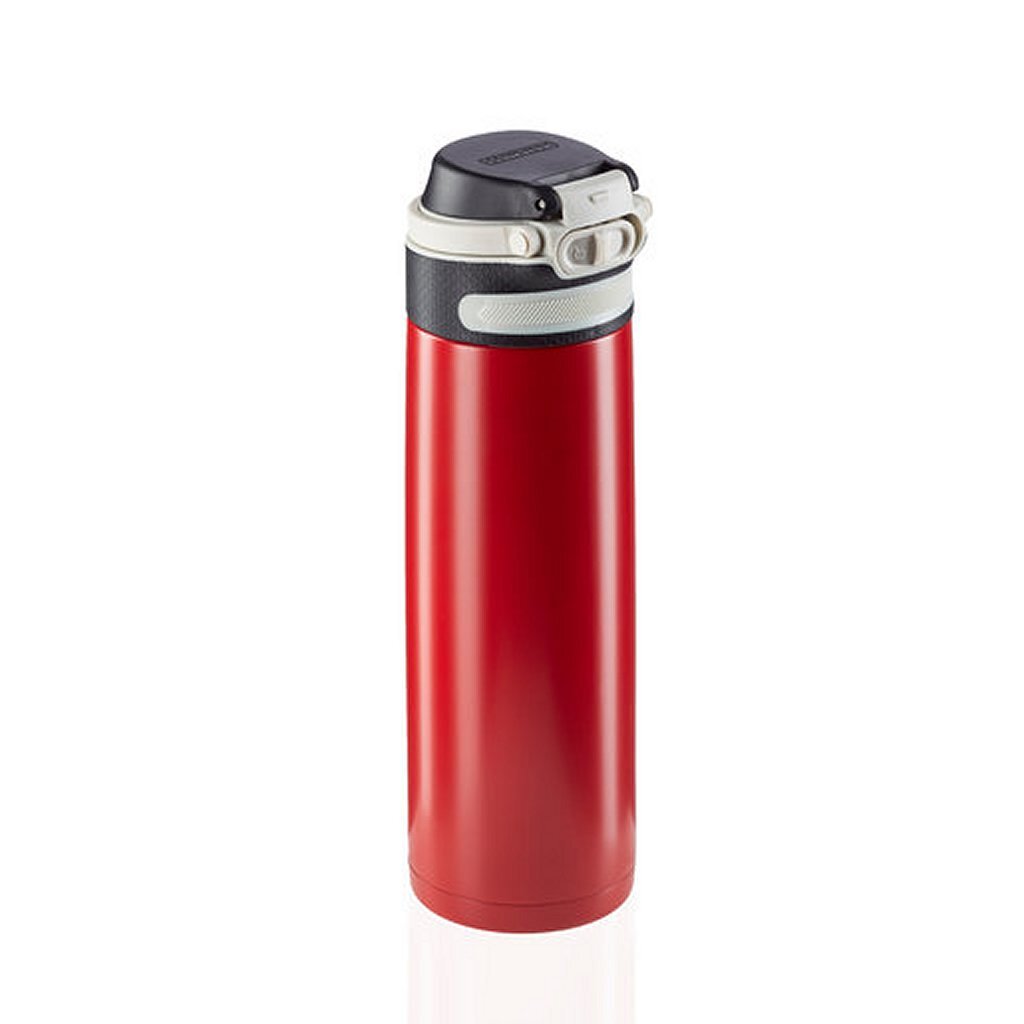 Leifheit termokande flip kop - 600 ml - rustfrit stål - rød