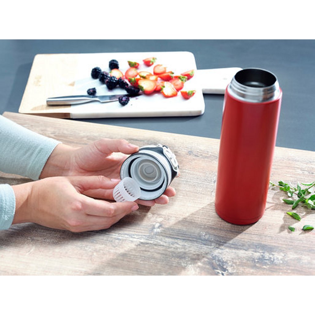 Leifheit termokande flip kop - 600 ml - rustfrit stål - rød