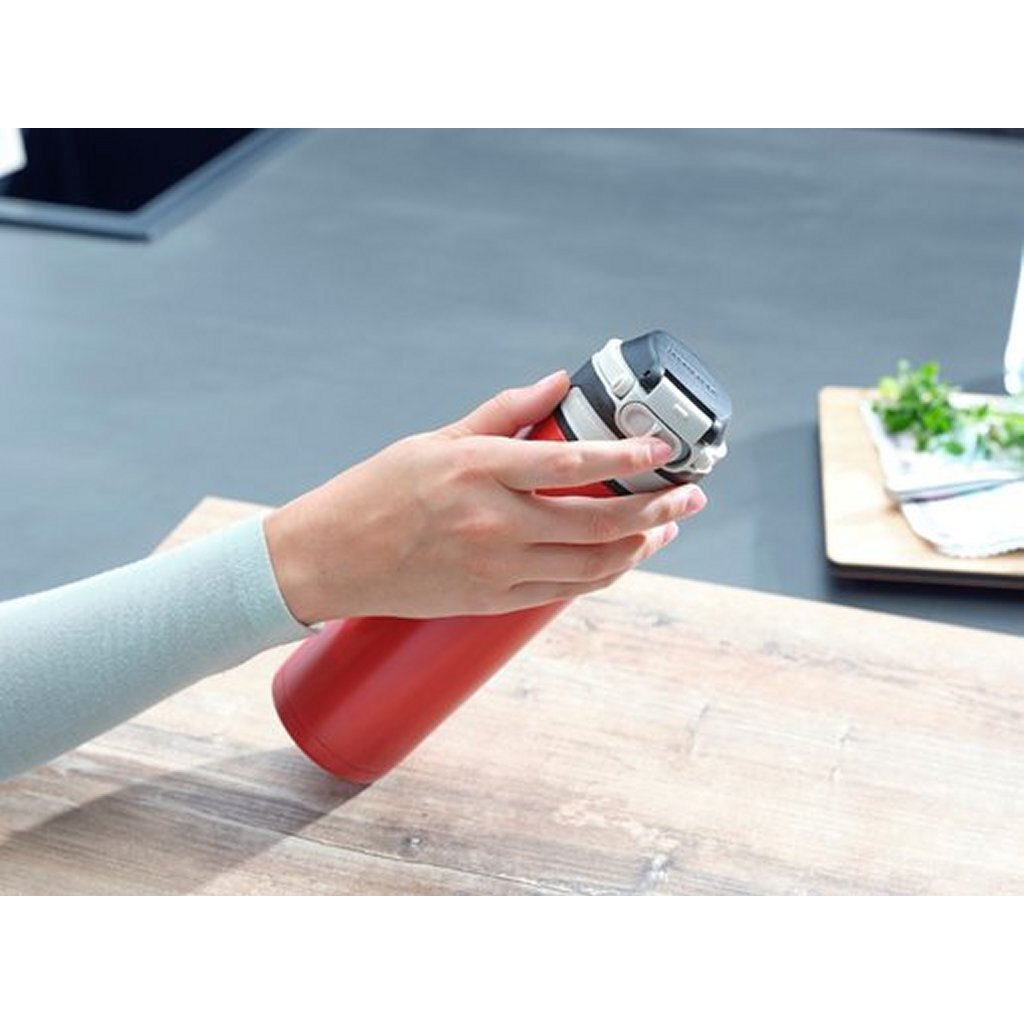 Leifheit termokande flip kop - 600 ml - rustfrit stål - rød