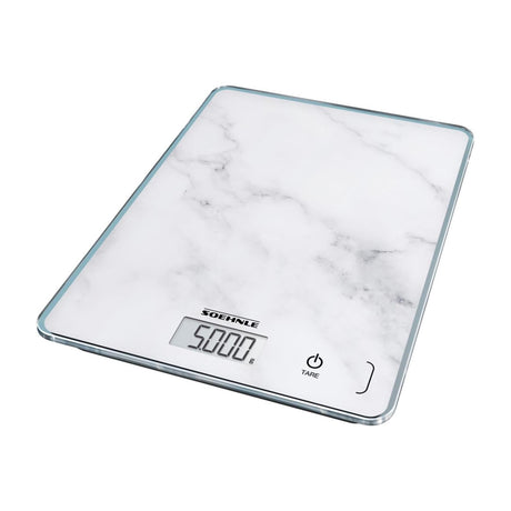 Soehnle køkkenvægt kompakt 300 - digital - 1 gram nøjagtig - op til 5 kg - marmorlook - hvid