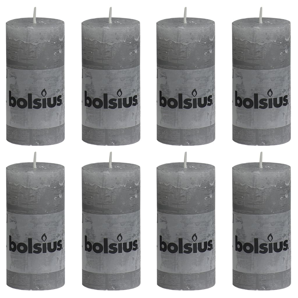 Bolsius Bolsius rustikke stearinlys 8 st 100x50 mm lysegrå