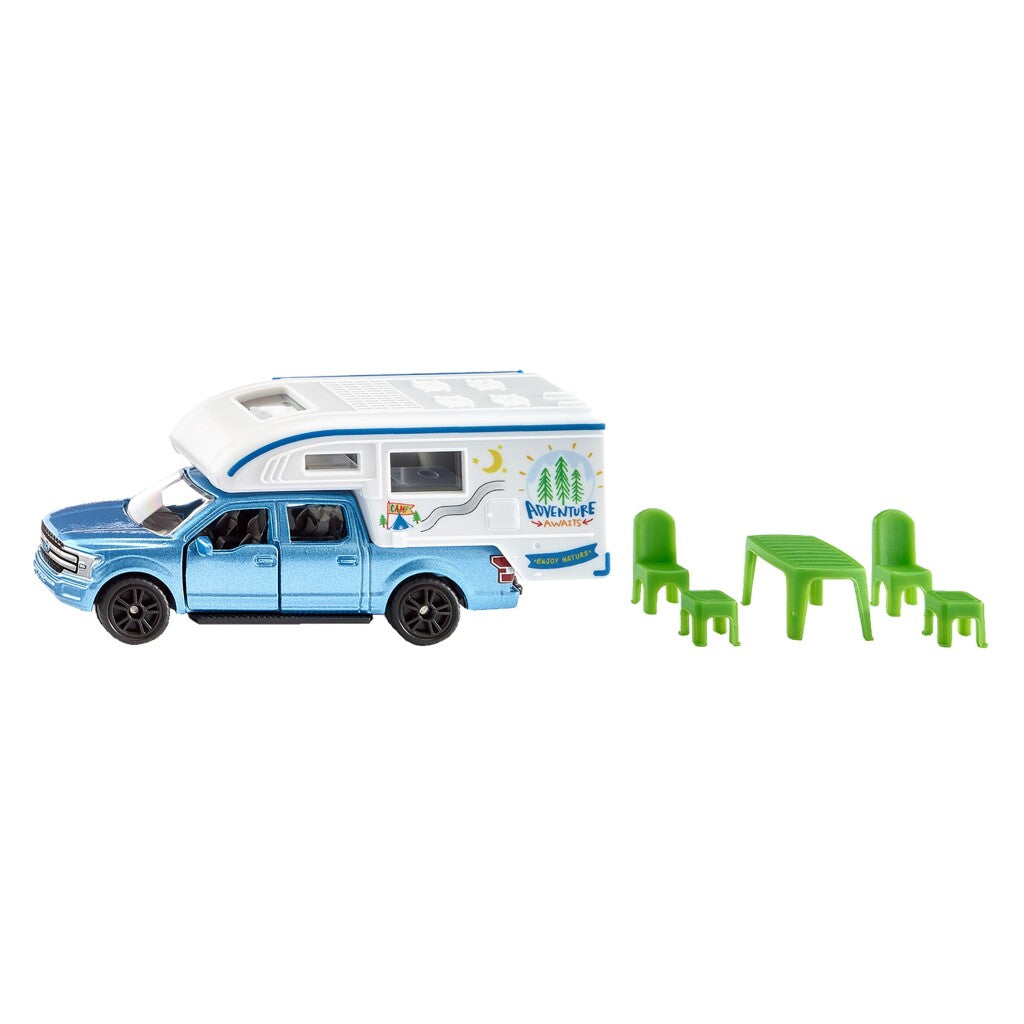Siku 1693, ford f150 pick-up camper, blå 7-delt, metal plast