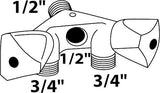 Kirchhoff apparattilslutning vægventilstik, 1 2 et x 3 4 et x 1 2 it, med kontraventil - 986321113