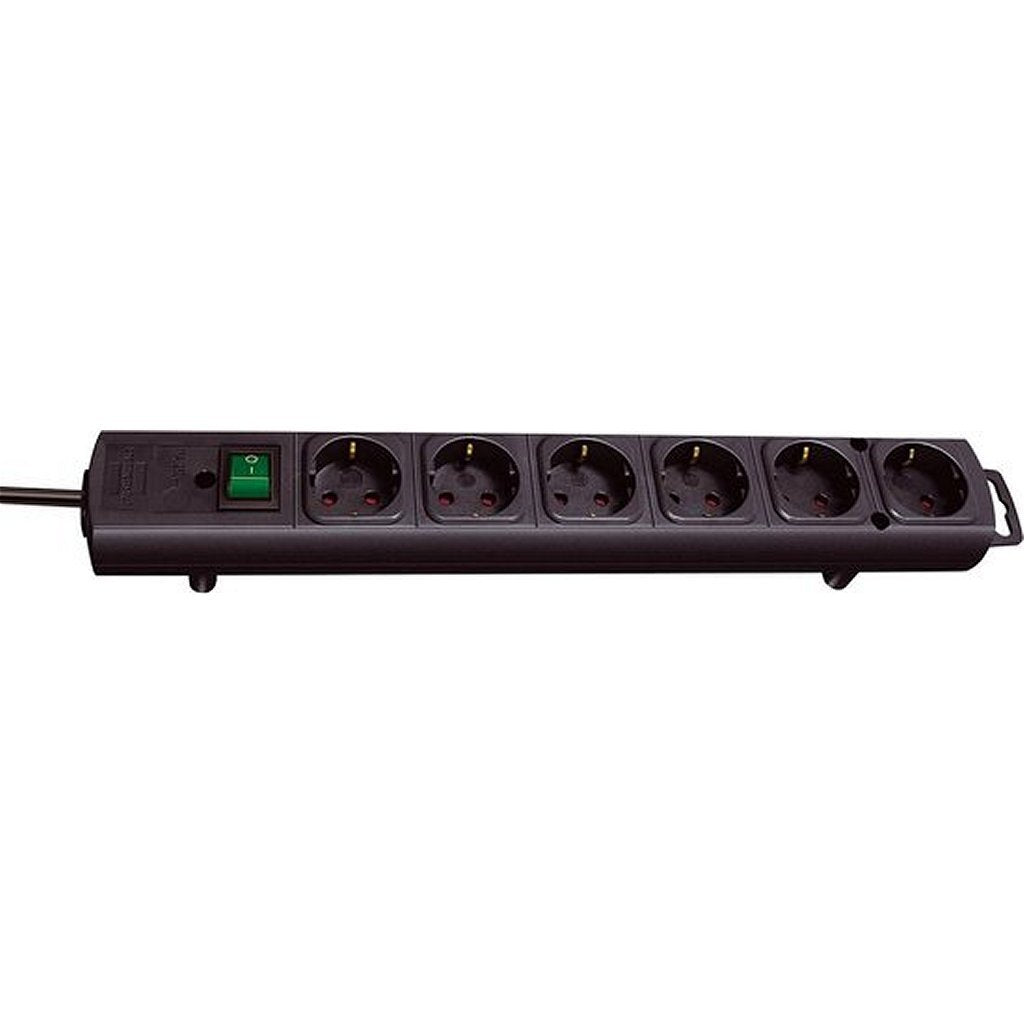Brennerstuhl bordstik 6 kontakter sort