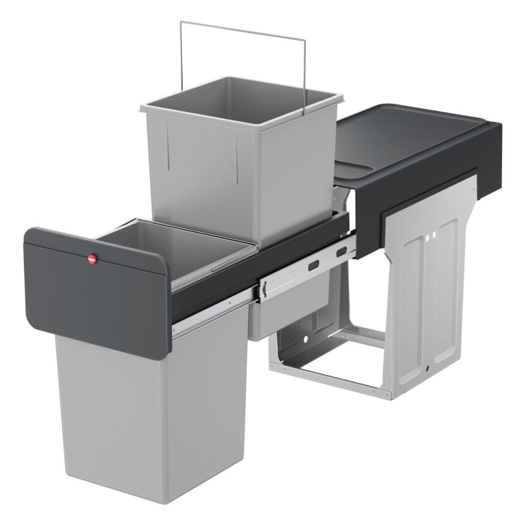 Hailo inbouwemmer eco-line duo l 2x14 l staal zwart