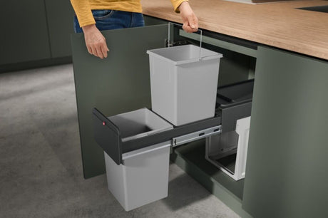 Hailo inbouwemmer eco-line duo l 2x14 l staal zwart